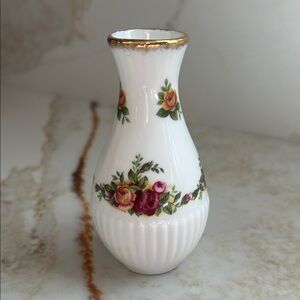 Royal Albert Mini Vase with Gold and Floral Accents